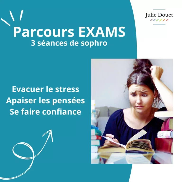 Surmonter son stress lors des examens du bac, DNB, permis de conduire. S'apaiser et se faire confiance. Sophrologie Julie Douet Montaigu Vendée